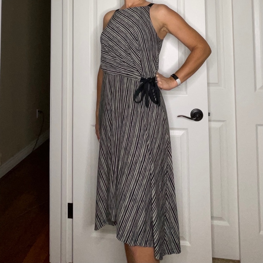 Anthropologie Maeve Striped High Low Midi Dress